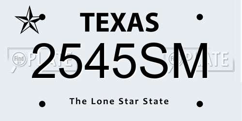 2545SM Texas License Plate