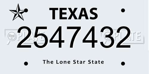 2547432 Texas License Plate