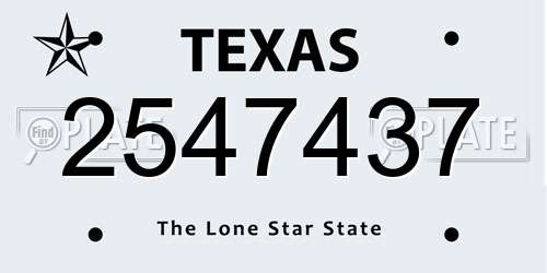 2547437 Texas License Plate