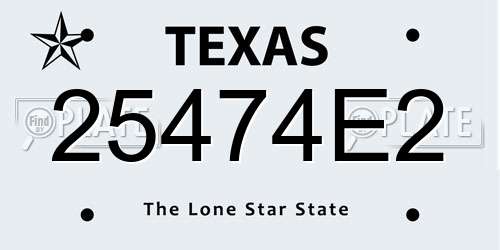 25474E2 Texas License Plate