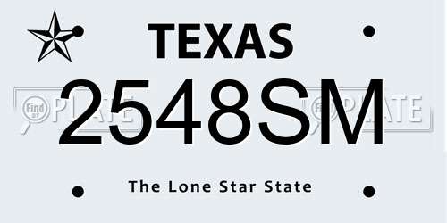 2548SM Texas License Plate