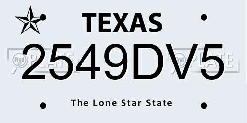 2549DV5 Texas License Plate