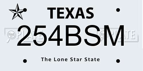 254BSM Texas License Plate