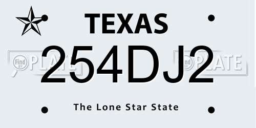 254DJ2 Texas License Plate