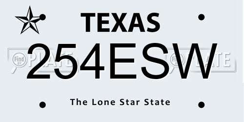 254ESW Texas License Plate