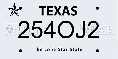 254OJ2 Texas License Plate