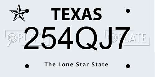 254QJ7 Texas License Plate