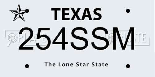 254SSM Texas License Plate