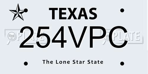 254VPC Texas License Plate