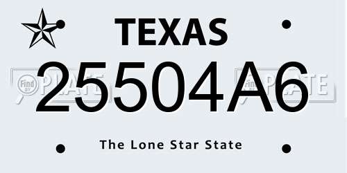 25504A6 Texas License Plate