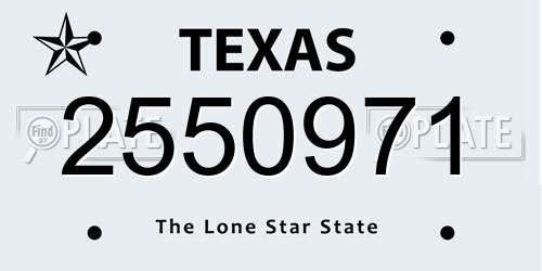 2550971 Texas License Plate