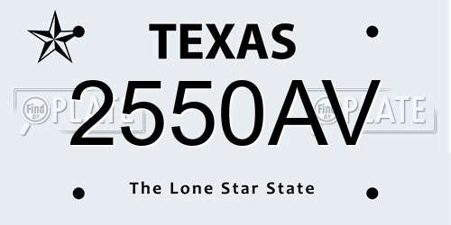 2550AV Texas License Plate