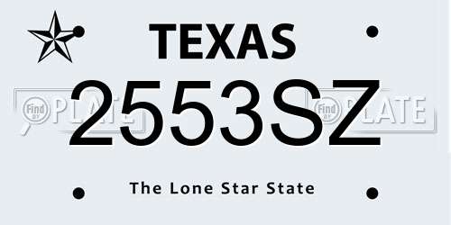 2553SZ Texas License Plate