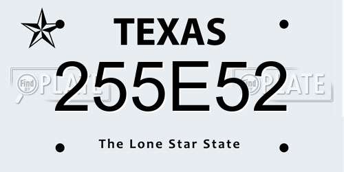 255E52 Texas License Plate