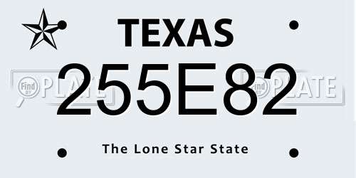 255E82 Texas License Plate