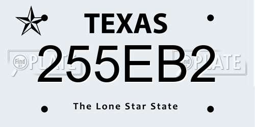 255EB2 Texas License Plate