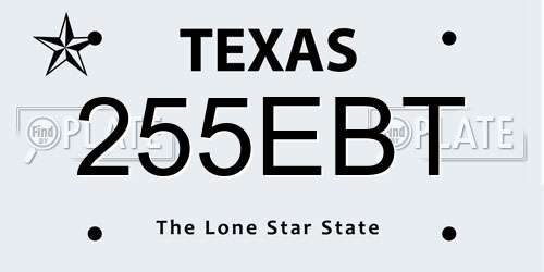 255EBT Texas License Plate