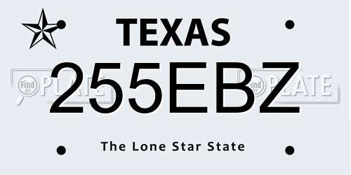 255EBZ Texas License Plate