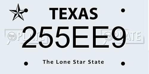255EE9 Texas License Plate