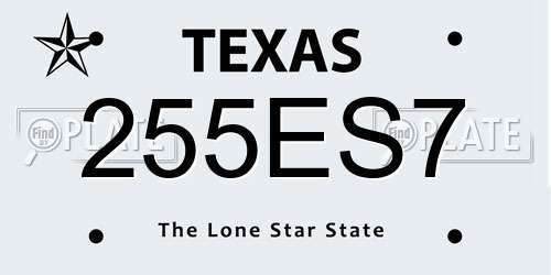 255ES7 Texas License Plate