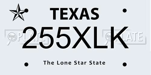 255XLK Texas License Plate