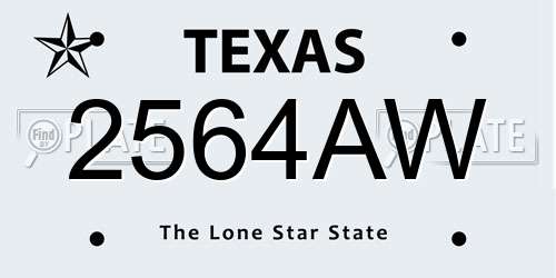 2564AW Texas License Plate