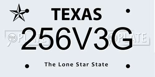 256V3G Texas License Plate