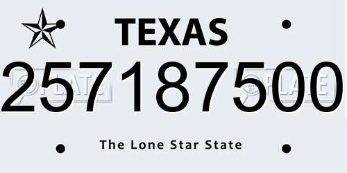 257187500 Texas License Plate