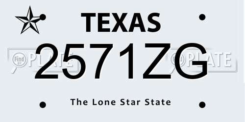 2571ZG Texas License Plate