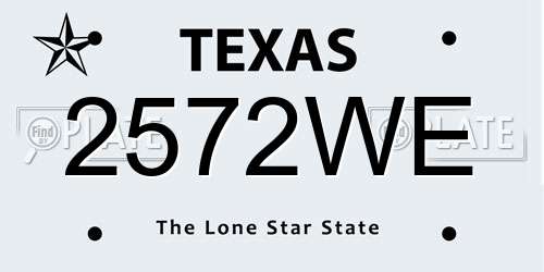 2572WE Texas License Plate