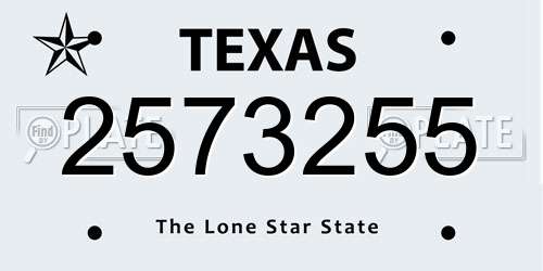2573255 Texas License Plate