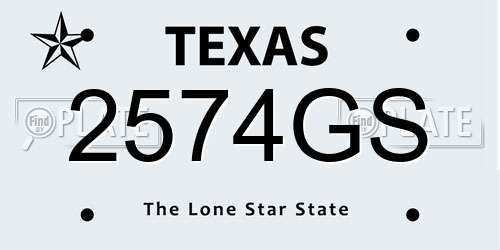 2574GS Texas License Plate
