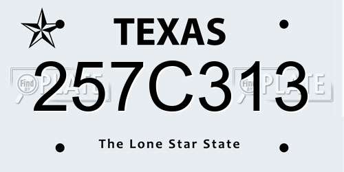 257C313 Texas License Plate