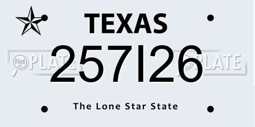 257I26 Texas License Plate