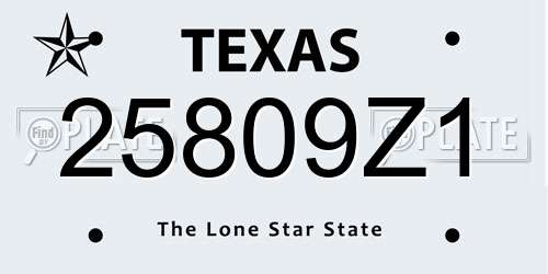 25809Z1 Texas License Plate
