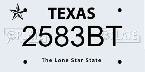 2583BT Texas License Plate