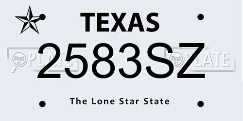 2583SZ Texas License Plate
