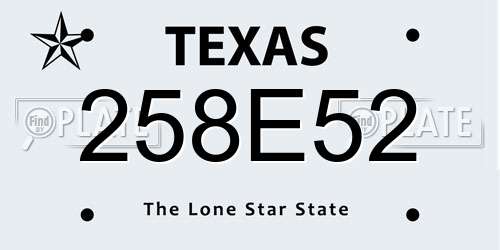 258E52 Texas License Plate