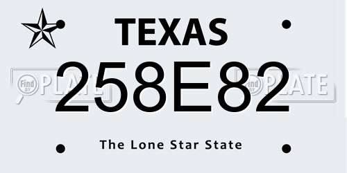 258E82 Texas License Plate