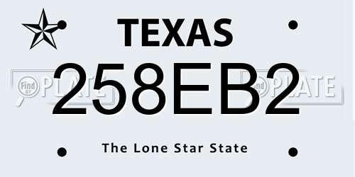 258EB2 Texas License Plate