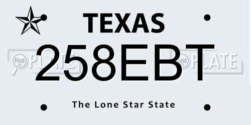 258EBT Texas License Plate