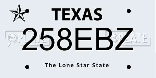 258EBZ Texas License Plate