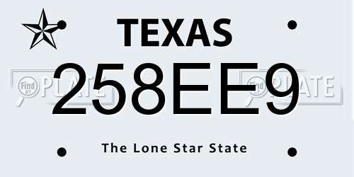 258EE9 Texas License Plate