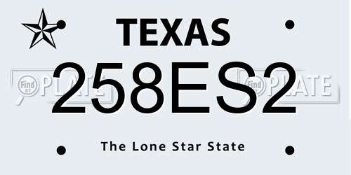 258ES2 Texas License Plate