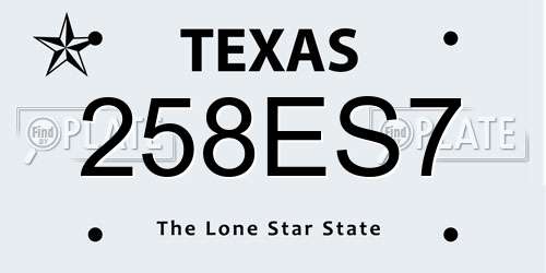 258ES7 Texas License Plate