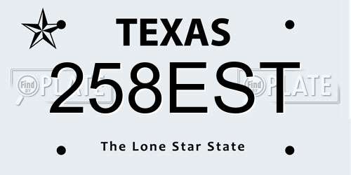 258EST Texas License Plate
