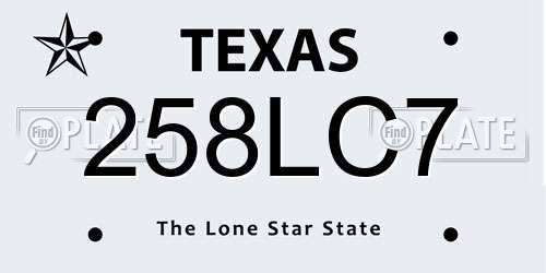 258LC7 Texas License Plate