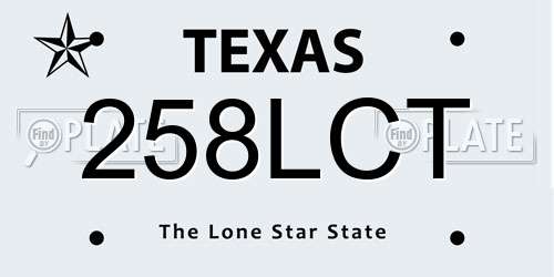 258LCT Texas License Plate