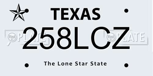 258LCZ Texas License Plate