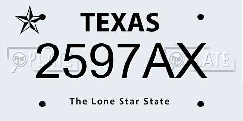 2597AX Texas License Plate
